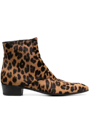 LIDFORT Schoenen, Heren, Bruin, 41 EU, Suède, Luipaard Suède Enkellaarzen