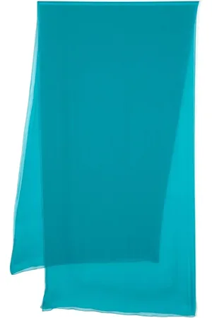 Alberta Ferretti Accessoires, Dames, Blauw, ONE Size, Chiffon, Blauwe Zijden Sjaal