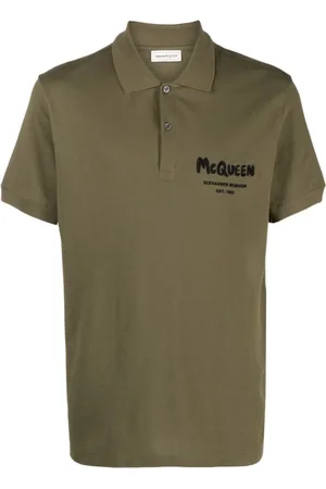 Alexander McQueen Tops, Heren, Groen, S, Logo Polo Shirt in Khaki