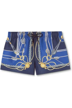 VERSACE Badkleding, Heren, Blauw, L, Polyester, Blauwe Nautische Print Shorts