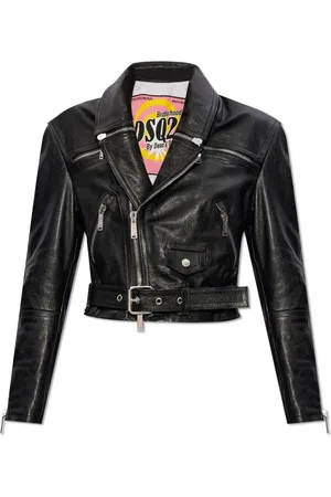 Dsquared2 Jassen, Dames, Zwart, XS, Leer, Leren Jas