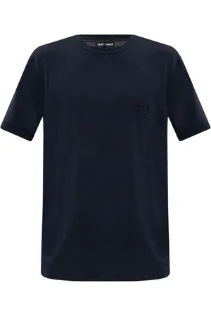 Giorgio Armani Tops, Heren, Blauw, L, T-shirt met logo