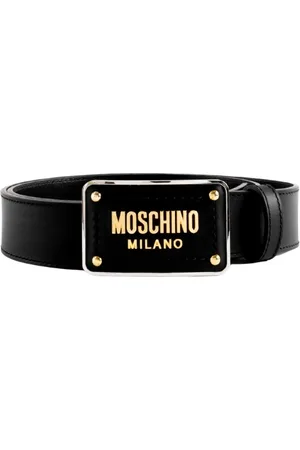 Moschino Accessoires, Heren, Zwart, M, Leer, Riem