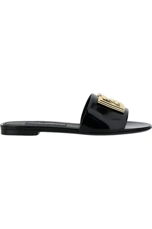 Dolce & Gabbana Schoenen, Dames, Zwart, 36 1/2 EU, Leer, Slippers