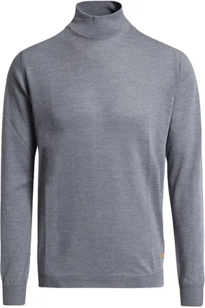 Baldessarini Truien, Heren, Grijs, XL, Wol, Basic Merino Coltrui met opstaande kraag