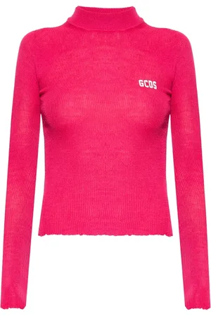 GCDS Truien, Dames, Roze, M, Wol, Ribbed Coltrui