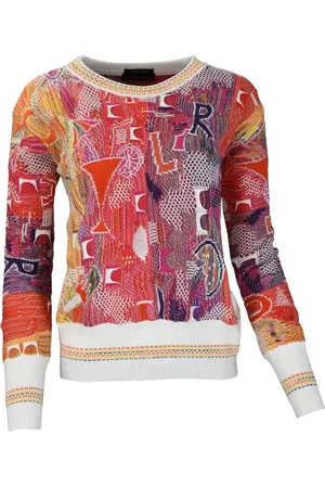 Carlo Colucci Truien, Dames, Veelkleurig, L, Retro Dames Trui met Uniek Patroon Cetti