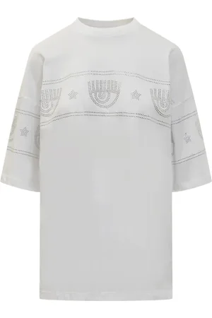 Chiara Ferragni Tops, Dames, Wit, S, Logo Print T-shirt