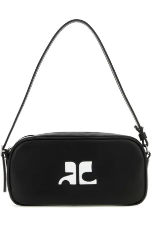 Courrèges Tassen, Dames, Zwart, ONE Size, Leer, Zwarte leren schoudertas Re-Edition