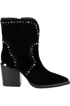 Alma en Pena Schoenen, Dames, Zwart, 36 EU, Suède, Zwarte suède cowboylaars oor dames