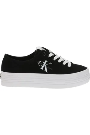 Calvin Klein Schoenen, Dames, Zwart, 40 EU, Zwarte Casual Dames Sneakers an Canas