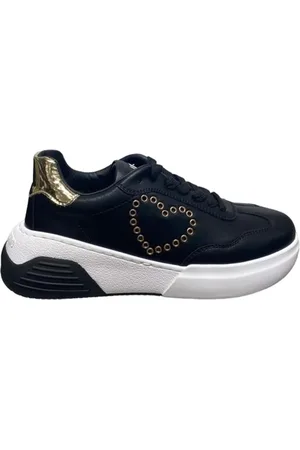 Moschino Schoenen, Dames, Zwart, 39 EU, Zwarte Casual Synthetische Sneakers oor rouwen