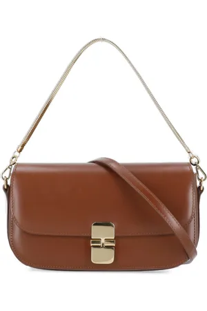 A.P.C. Tassen, Dames, Bruin, ONE Size, Leer, Shoulder Bags