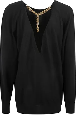 Moschino Truien, Dames, Zwart, 2Xs, Zwarte Sweaters met Kettingen & Harten