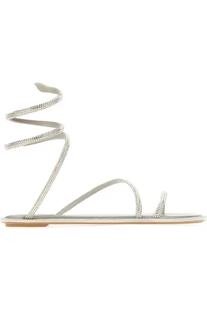 RENE CAOVILLA Schoenen, Dames, Grijs, 37 EU, Leer, Stijlvolle Sandalen