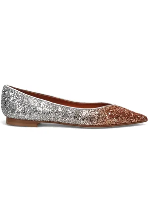 Prosperine Schoenen, Dames, Grijs, 40 EU, Sprankelende Zilveren Platte Schoenen