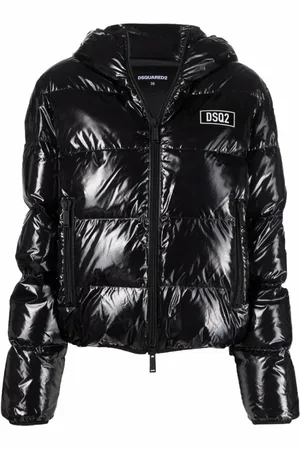 Dsquared2 Jassen, Dames, Zwart, L, Zwarte Logo Patch Donsjas