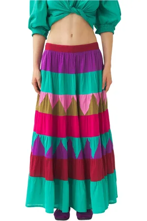 Antik Batik Rokken, Dames, Veelkleurig, M, Katoen, Perrine gestreepte rok