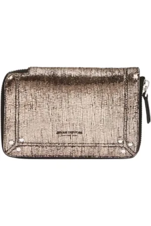 JÉRÔME DREYFUSS Accessoires, Dames, Grijs, ONE Size, Katoen, Leren Portemonnee met Ritssluiting