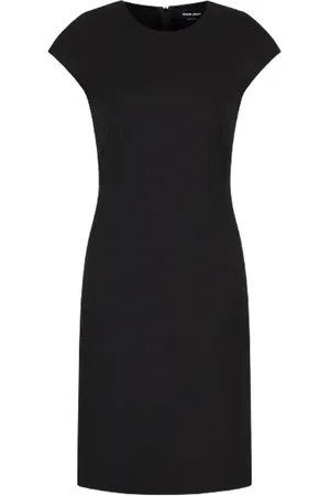 Giorgio Armani Kleedjes, Dames, Zwart, L, Wol, Zwarte Wol Stretch Jurk