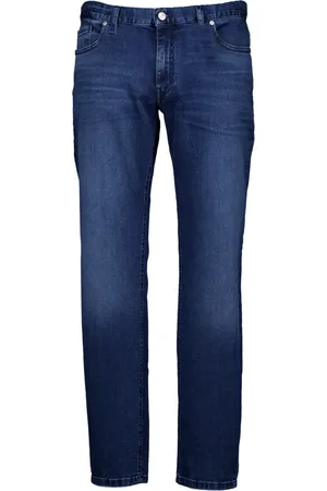 Alberto Jeans, Heren, Blauw, W35 L32, Super stretch pantalons blauw