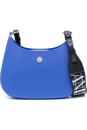 Emporio Armani Tassen, Dames, Blauw, ONE Size, Leer, Kobaltblauwe Gummy Crossbody Tas