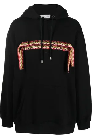 Lanvin Sweatshirts & Hoodies, Heren, Zwart, S, Katoen, Logo-Appliqué Hoodie
