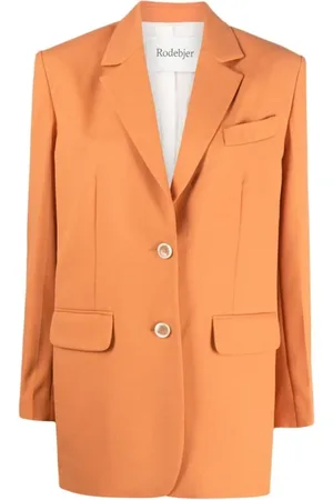 Rodebjer Jassen, Dames, Oranje, S, Wol, Vera Single-Breasted Blazer