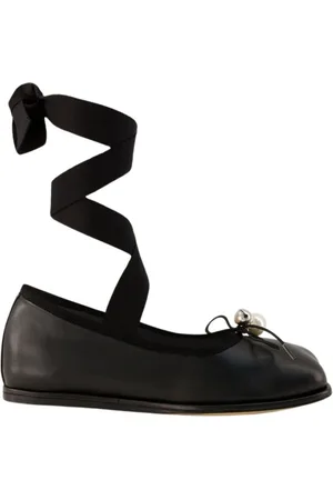Simone Rocha Schoenen, Dames, Zwart, 36 EU, Leer, Zwarte Leren Heart Toe Ballerina