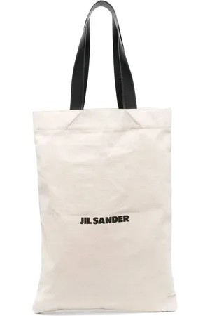 Jil Sander Tassen, Heren, , ONE Size, Linnen, Logo-Print Linnen Tote Bag
