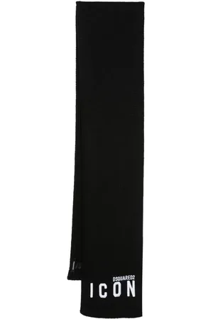 Dsquared2 Accessoires, Dames, Zwart, ONE Size, Icon-print fijngebreide sjaal