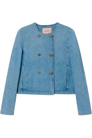Twin-Set Jassen, Dames, Blauw, XS, Denim, Denim Koreaanse Jas
