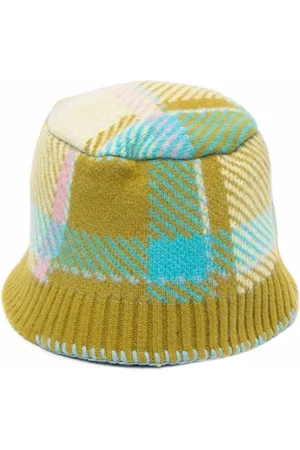 Ader Error Accessoires, Heren, Veelkleurig, S, Wol, Geruite Gebreide Bucket Hoed