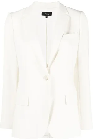 THEORY Jassen, Dames, Wit, M, Leer, Witte Staple Getailleerde Blazer