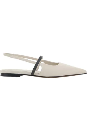 Brunello Cucinelli Schoenen, Dames, Wit, 36 EU, Leer, Ballerinas