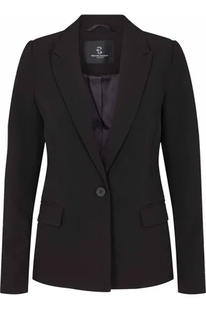 Bruuns Bazaar Jassen, Dames, Bruin, L, Leer, Zwarte blazer met klepzakken