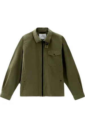 Woolrich Jassen, Heren, Groen, XL, Katoen, Lake Olive Gabardine Overshirt