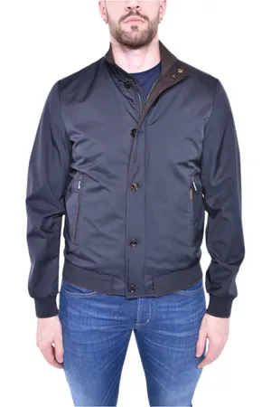 MOORER Jassen, Heren, Blauw, S, Suède, Waterdichte Bomberjack Donkerblauw