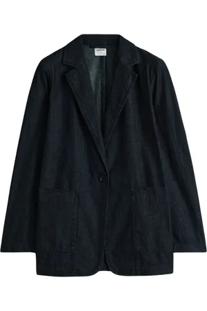 Aspesi Jassen, Dames, Blauw, S, Denim, Denim pak met enkelborst jasje