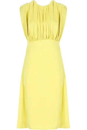 Jil Sander Kleedjes, Dames, Groen, S, Groene Mouwloze Gedrapeerde Jurk