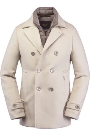 MOORER Jassen, Heren, , XL, Leer, Luxe dubbelrijige peacoat in Yangir Cashmere