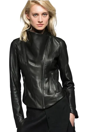 AMERICO VESPUCCI Jassen, Dames, Zwart, S, Katoen, Alba - Leather Leren Jas