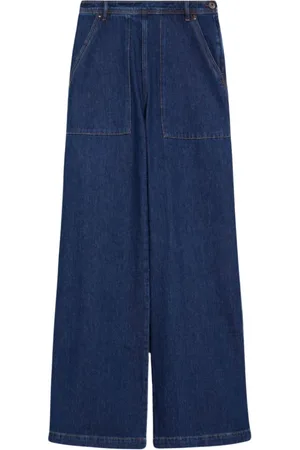 Max Mara Jeans, Dames, Blauw, M, Katoen, Wide Jeans