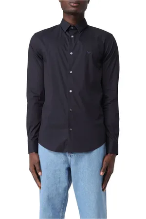 Giorgio Armani Overhemden, Heren, Blauw, M, Katoen, Stijlvolle Overhemden