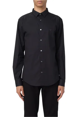 Giorgio Armani Overhemden, Heren, Zwart, S, Katoen, Stijlvolle Overhemden