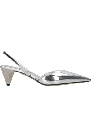 3Juin Schoenen, Dames, Grijs, 40 EU, Leer, Zilveren Sandalen van Lakleer met 7cm Hak