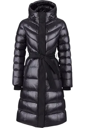 Mackage Mantels, Dames, Zwart, M, Leer, Lange Zwarte Donsjas Coralia