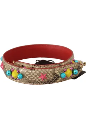 Dolce & Gabbana Accessoires, Dames, , ONE Size, Leer, Python Leren Kristallen Schouderband