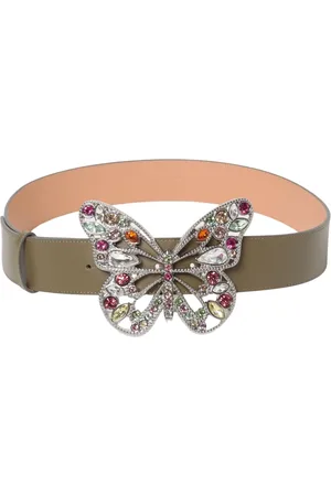 BLUMARINE Accessoires, Dames, Groen, S, Leer, Vlinder Riem