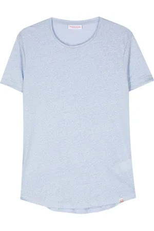 Orlebar Brown Tops, Heren, Blauw, S, Linnen, T-Shirts